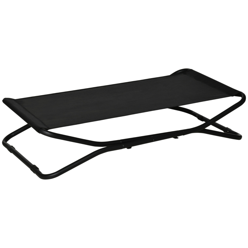 PawHut 44" Cooling Elevated Dog Bed, Foldable Raised Pet Cot, with Breathable Mesh, Indoor Outdoor Use, for Small & Medium Dog, Black