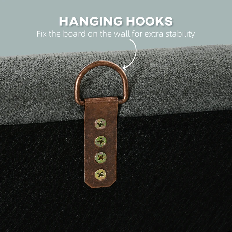 HOMCOM Upholstered Nailhead Trim Headboard, Home Bedroom Decoration for Full and Queen-Sized Beds, Grey