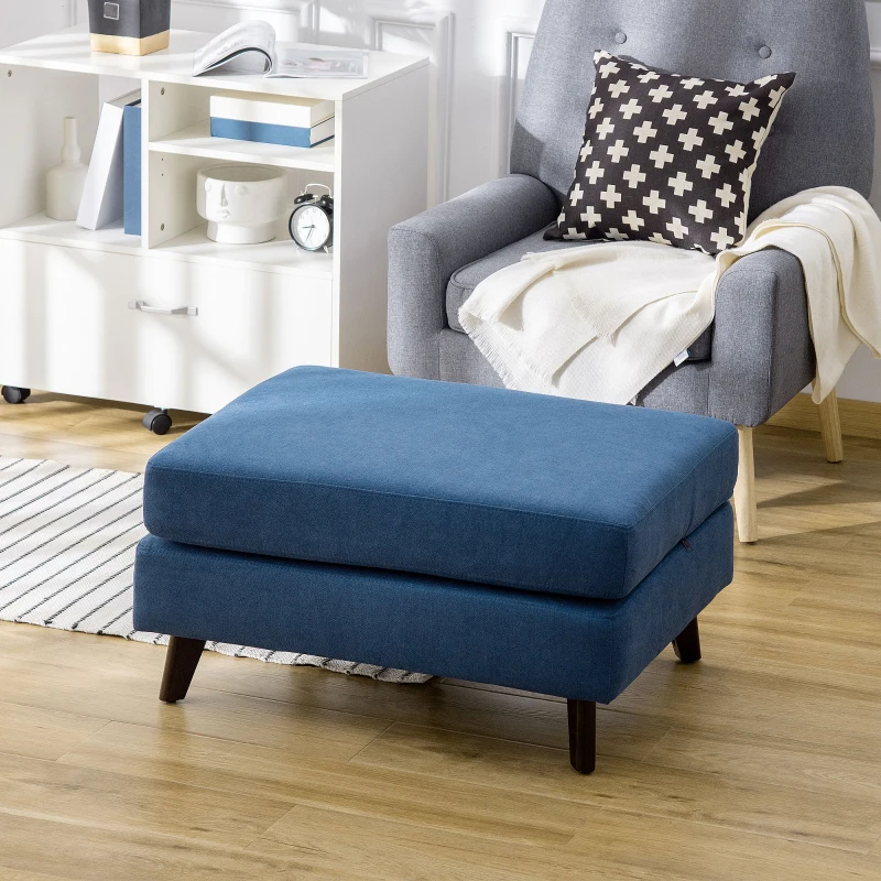 HOMCOM Folding Ottoman Sleeper, Convertible Fabric Bed, Blue