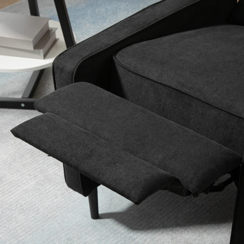 HOMCOM Manual Recliner, Fabric Tufted Club Chair, Home Theater Seating Reclining Sofa for Living Room, Black