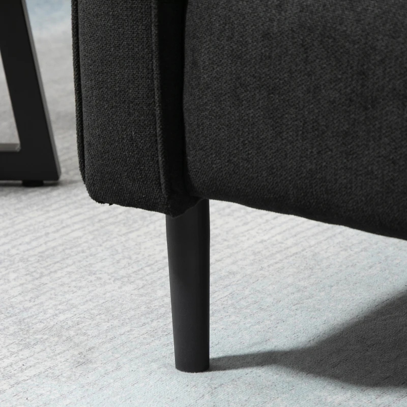 HOMCOM Manual Recliner, Fabric Tufted Club Chair, Home Theater Seating Reclining Sofa for Living Room, Black