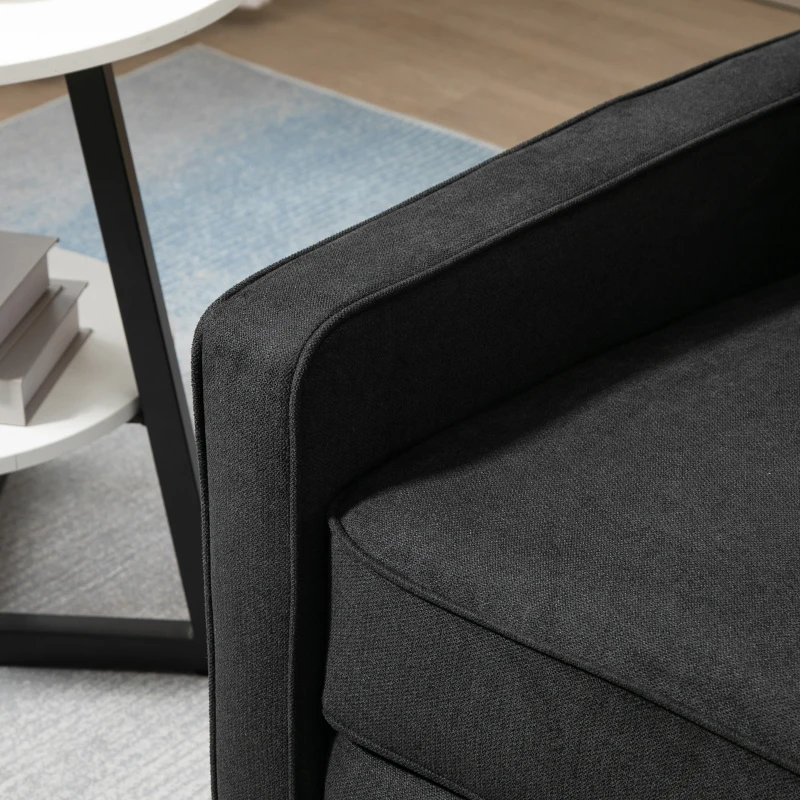 HOMCOM Manual Recliner, Fabric Tufted Club Chair, Home Theater Seating Reclining Sofa for Living Room, Black