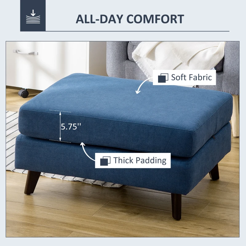HOMCOM Folding Ottoman Sleeper, Convertible Fabric Bed, Blue