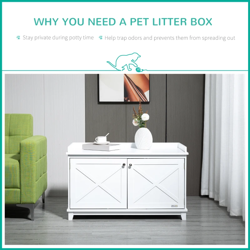 PawHut Cat Litter Box Furniture with Large Hidden Storage