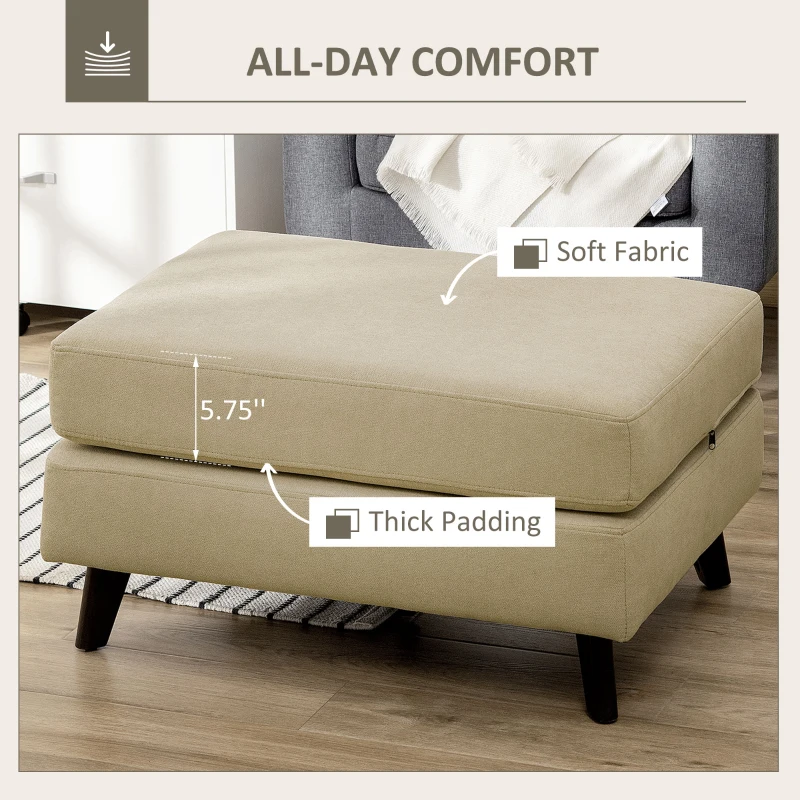 HOMCOM Folding Ottoman Sleeper, Convertible Fabric Bed, Beige