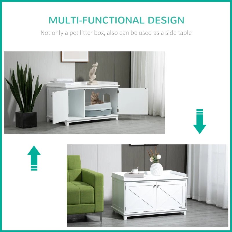 PawHut Cat Litter Box Furniture with Large Hidden Storage