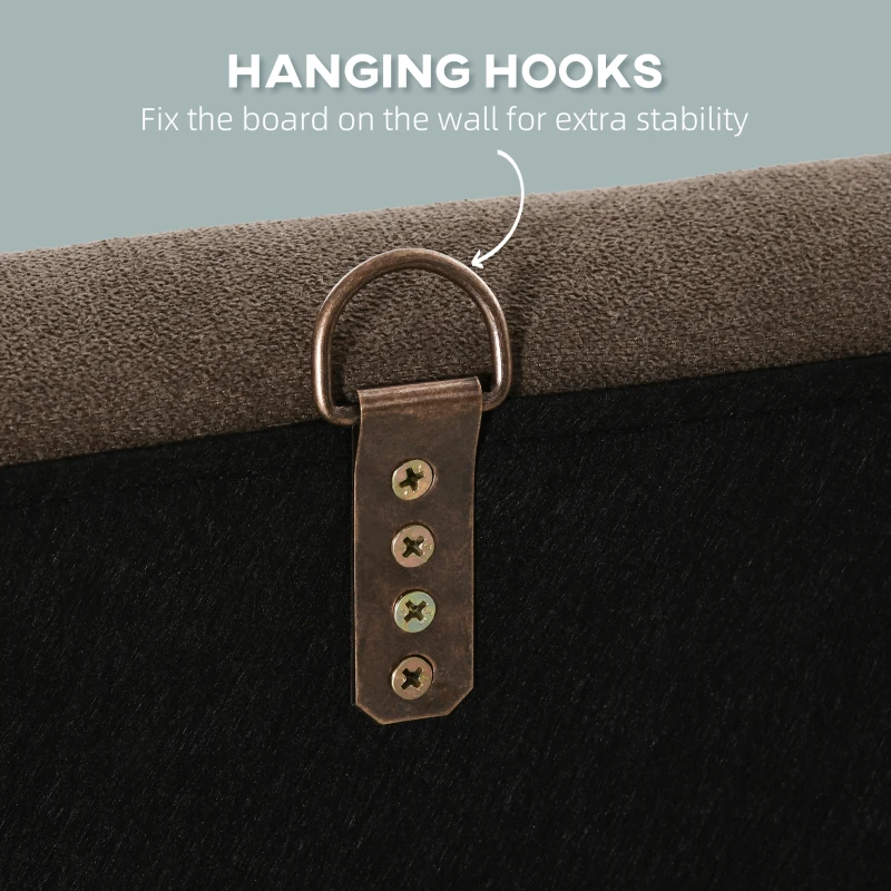 HOMCOM Upholstered Nailhead Trim Headboard, Home Bedroom Decoration for Full and Queen-Sized Beds, Brown