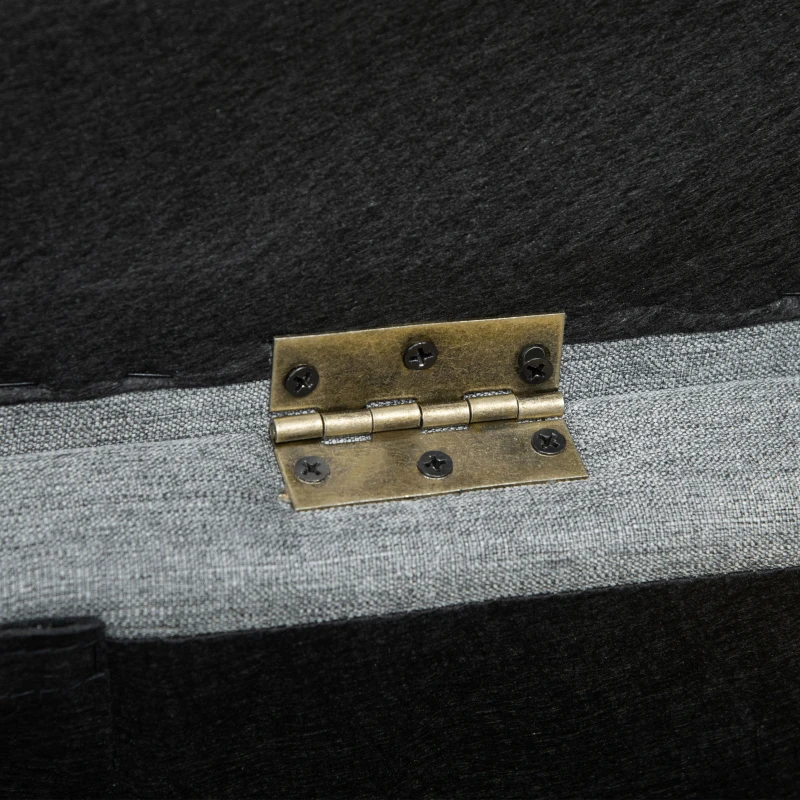 HOMCOM Nailhead Trim Upholstered Flip Top Storage Bench, Fabric Ottoman for Bedroom, or Living room, Light Grey