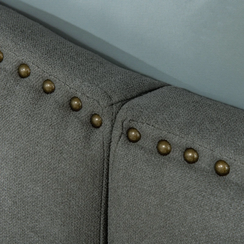 HOMCOM Upholstered Nailhead Trim Headboard, Home Bedroom Decoration for Full and Queen-Sized Beds, Grey