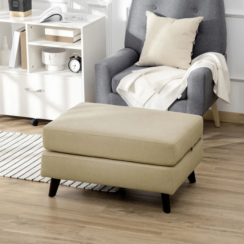 HOMCOM Folding Ottoman Sleeper, Convertible Fabric Bed, Beige