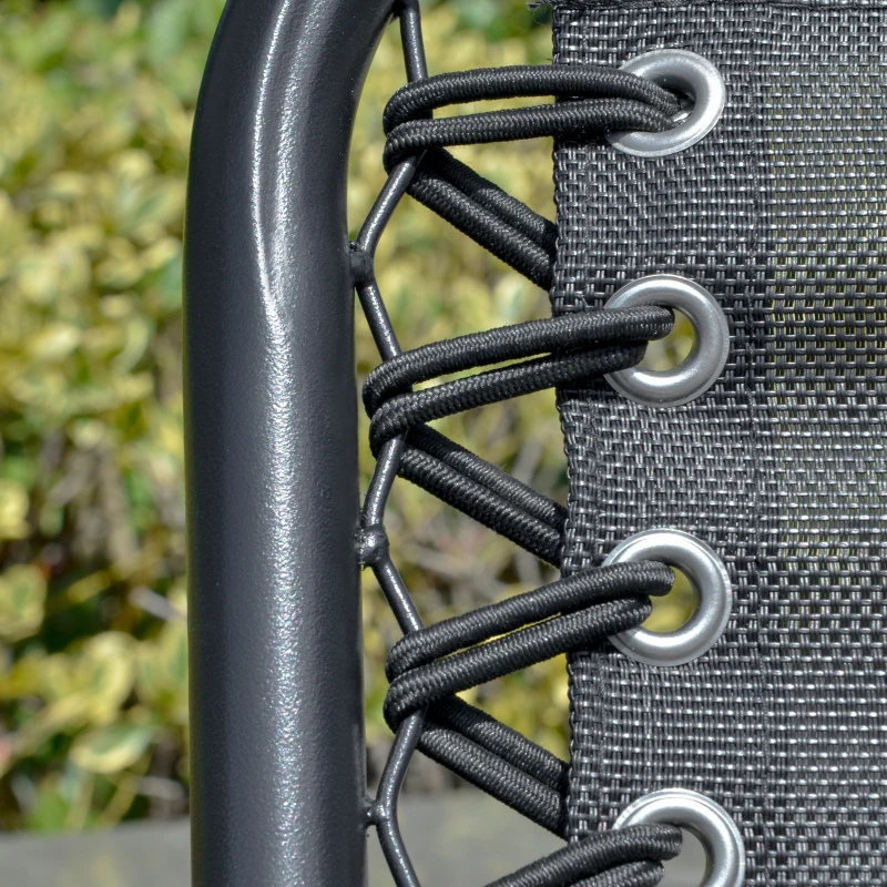 Outsunny 2-Seat Outdoor Porch Swing, with Pivot Storage Table, Cup Holder, & Adjustable Overhead Canopy, Stand's Skid-Resistant Feet Pad, Breathable Mesh Seat, Steel Frame, for Patio, Black