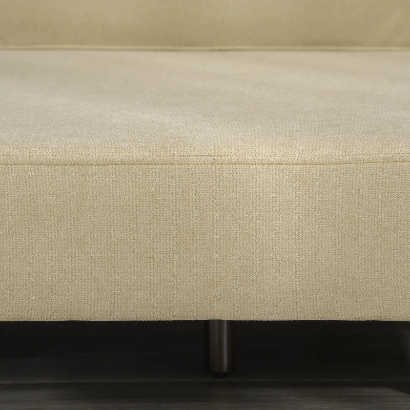 HOMCOM Folding Ottoman Sleeper, Convertible Fabric Bed, Beige