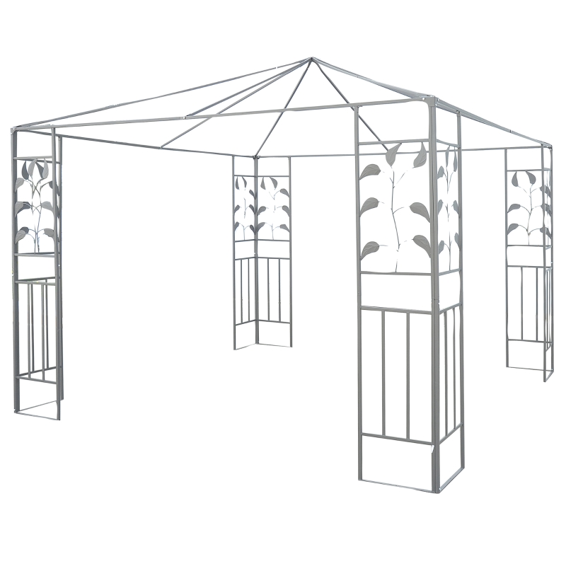 Outsunny 10' x 10' Steel Outdoor Patio Canopy Gazebo Frame - Leaf Design