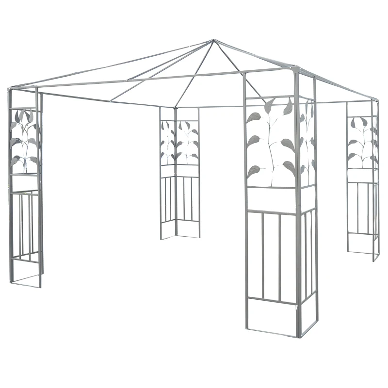 Outsunny 10' x 10' Steel Outdoor Patio Canopy Gazebo Frame - Leaf Design