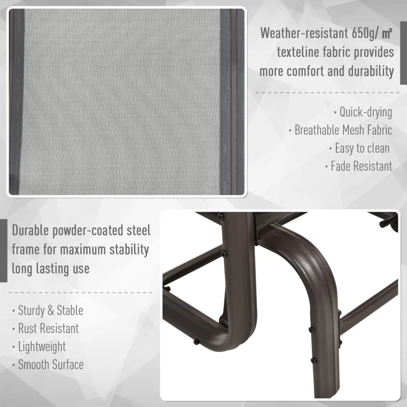 Outsunny Double Seat Glider Garden Bench Outdoor Rocking Porch Chair Yard Swing Chair Rocker Lounger Patio Furniture Grey