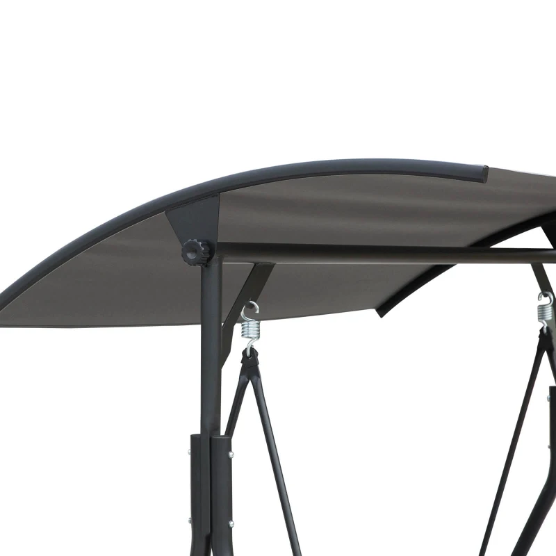 Outsunny 2-Seat Outdoor Porch Swing, with Pivot Storage Table, Cup Holder, & Adjustable Overhead Canopy, Stand's Skid-Resistant Feet Pad, Breathable Mesh Seat, Steel Frame, for Patio, Gray