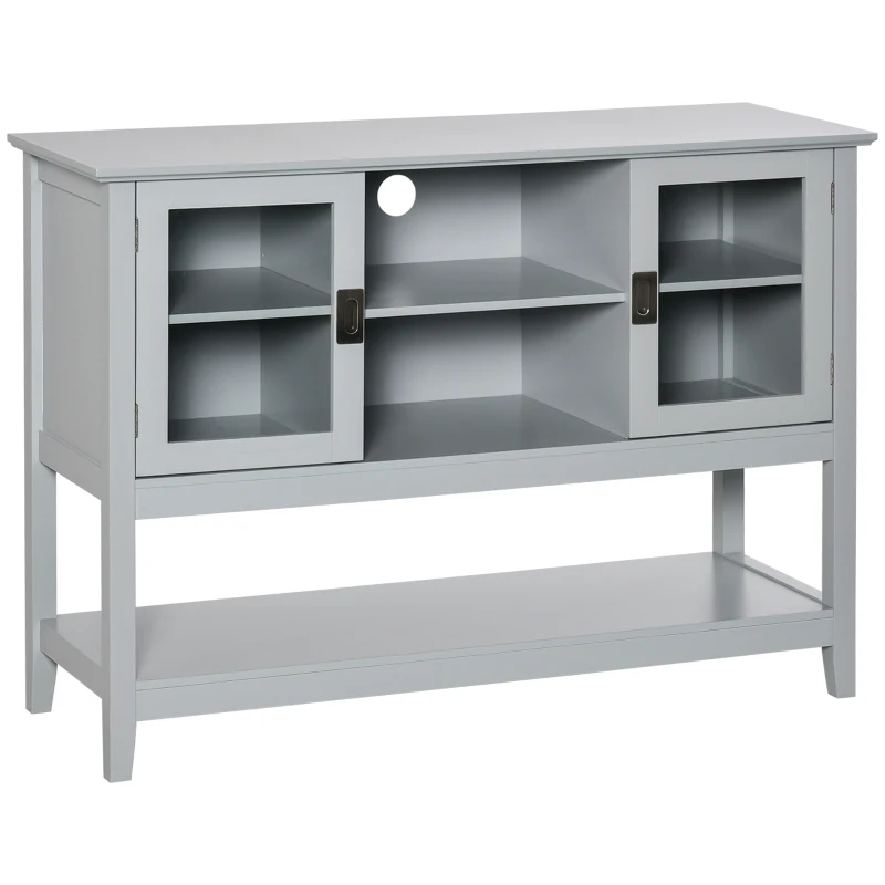 HOMCOM Modern Sideboard Accent Console Table Buffet with Glass Doors & Storage Shelf, Grey