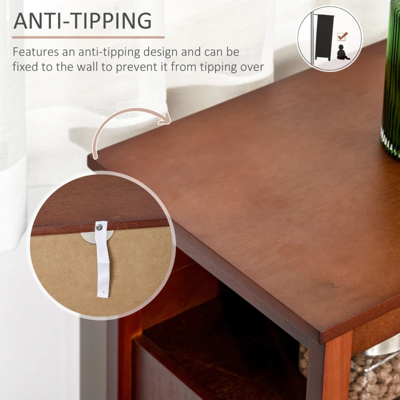 HOMCOM Kitchen Sideboard Glass Door Storage Cabinet with Adjustable Shelf for Dining, Living Room, Wine Red