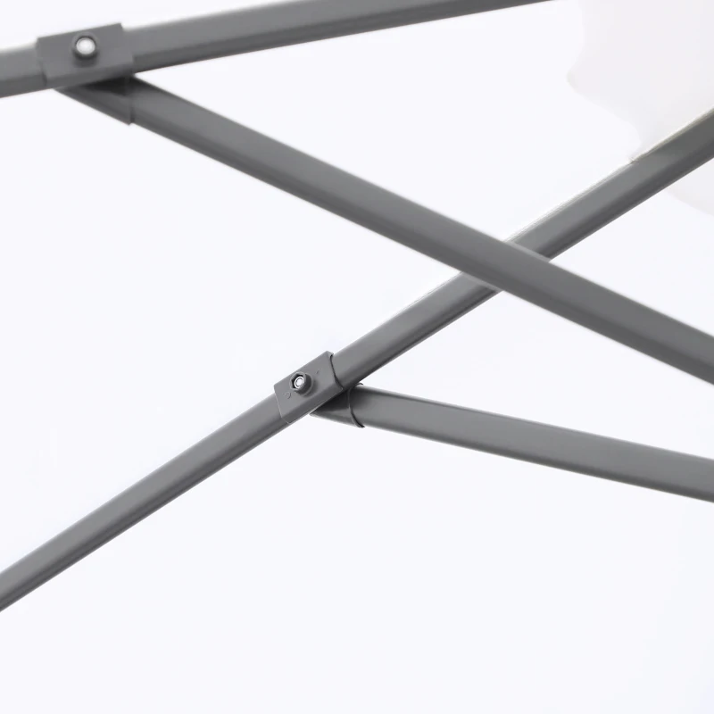 Outsunny Φ9.6' Round Patio Hanging Offset Umbrella Aluminum Outdoor Cantilever Crank Market Parasol Garden Sun Canopy Shelter 360° Rotation w/ Cross Base White