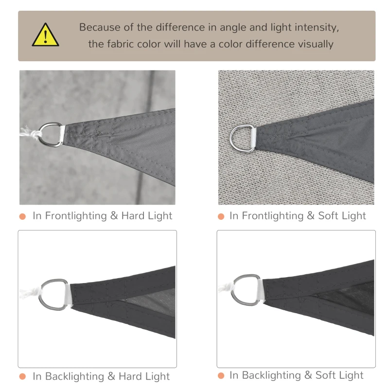 Outsunny Triangle 13x13x13ft Sun Sail Shade Garden UV Block Sunshade Outdoor Canopy Patio Lawn Shelter Grey