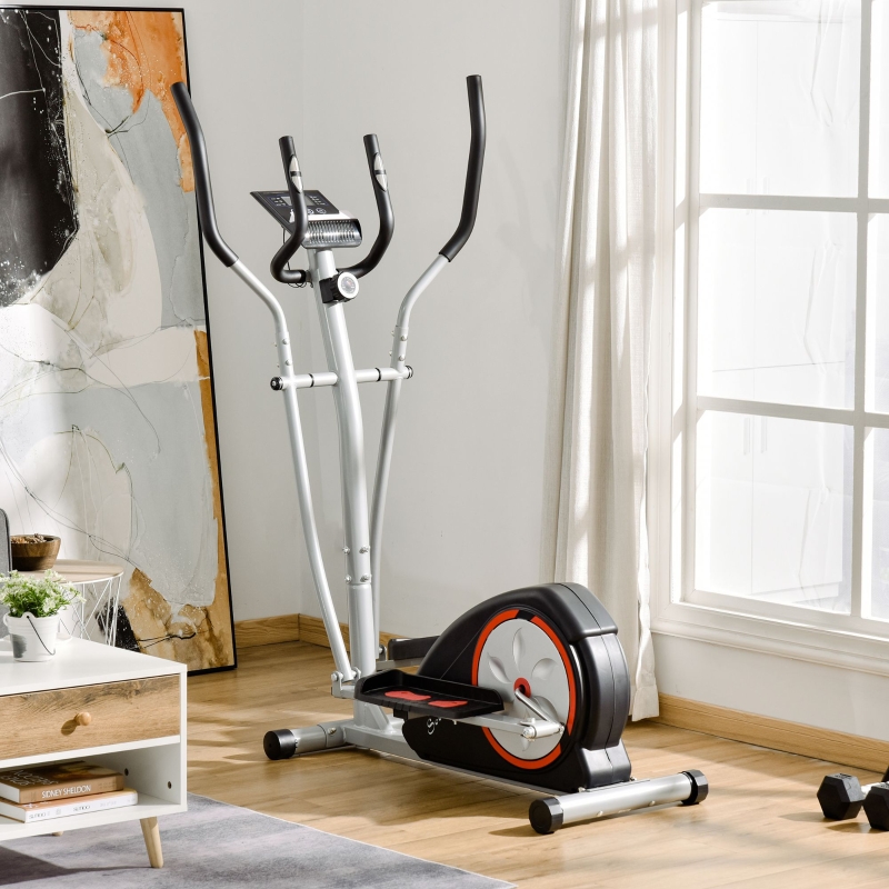 Soozier Elliptical Trainer Magnetic Cardio Workout Exercise Bike Cross Trainer with 8 Level Resistance, LCD Digital Monitor, Pad Phone Holder, Great for Home Office Gym