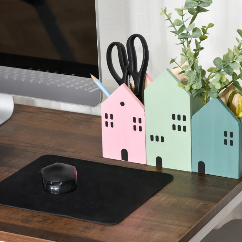 HOMCOM Home Office Desk, Writing Table Laptop Workstation with Display Shelves - White