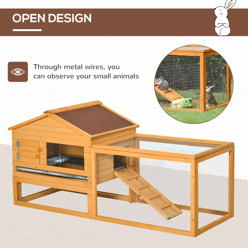 PawHut 62.2" x 22.4" x 28.7" Rabbit Hutch Bunny Hen House with Run Fir Wood