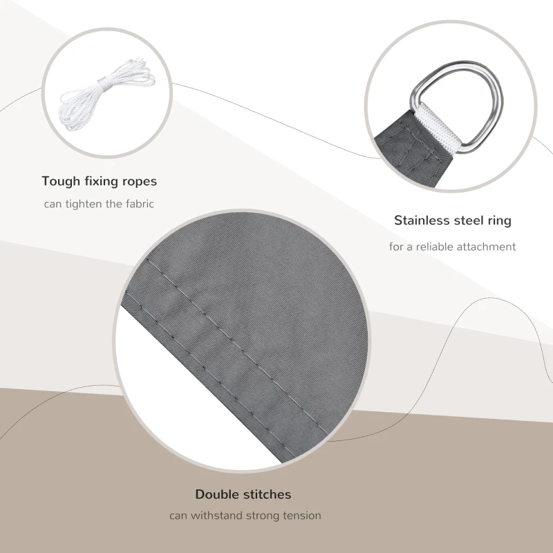 Outsunny Triangle 13x13x13ft Sun Sail Shade Garden UV Block Sunshade Outdoor Canopy Patio Lawn Shelter Grey