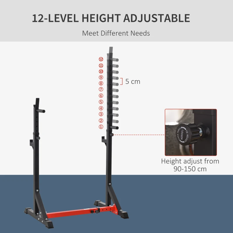 Soozier Barbell Rack Stand Squat Rack Heavy Duty Steel Construction Adjustable Squat Rack for Home Gym Fitness, Black