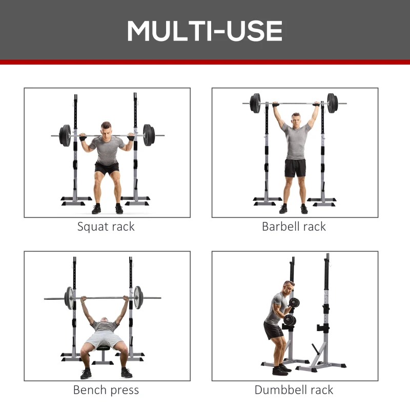 Soozier 2-Piece Barbell Rack, 53.1"-74.8" Height Adjustable Squat Rack Bench Press Rack, 440LBS Capacity