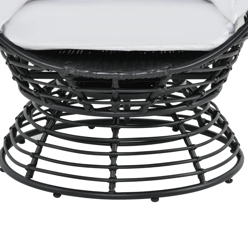 Outsunny Outdoor Round PE Ratttan Wicker 360 Degree Swivel Basket Egg Chair with Cushion,  Black