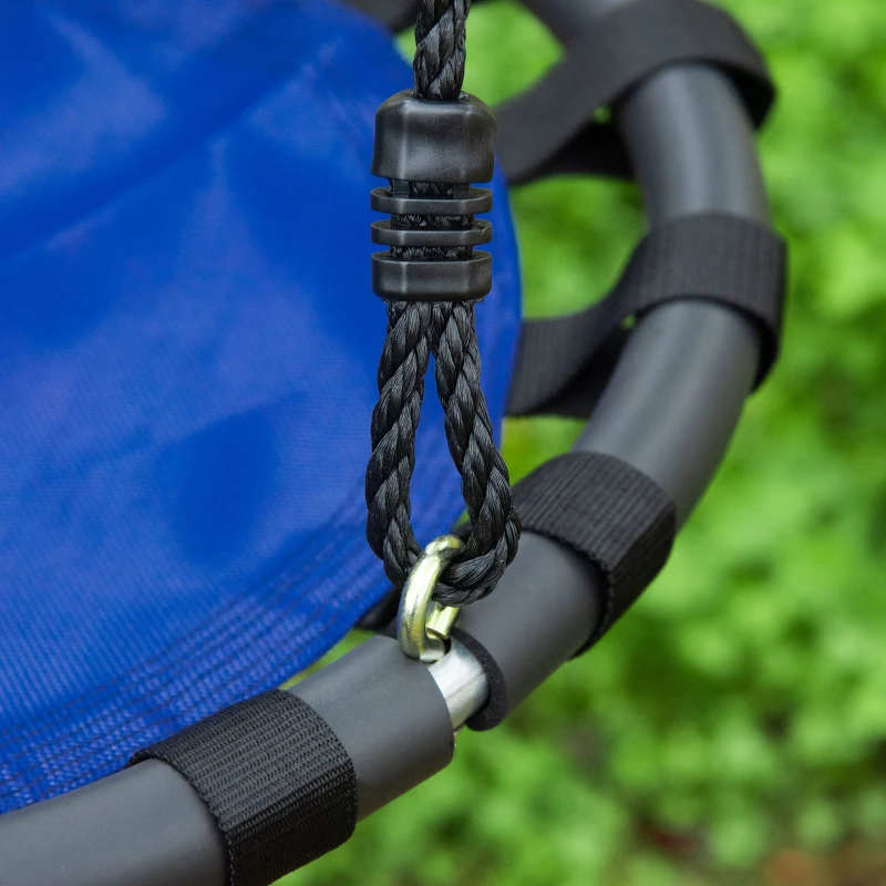 Outsunny 23.5 Inch Saucer Tree Swing, Outdoor Flying Swing for Kids with Adjustable Hanging Ropes, Metal Frame, Breathable Mesh, Blue
