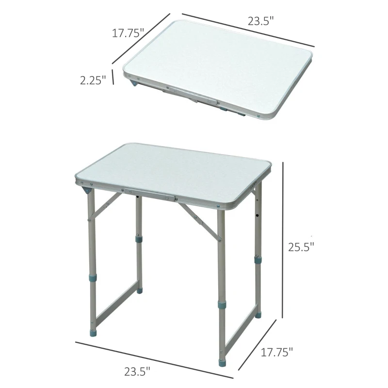Outsunny 23" Portable Camping Table with Faucet Aluminum Lightweight Portable Folding Easy Clean Camping Table with Carrying Handle