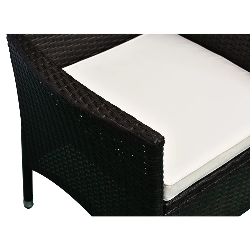 Outsunny 2 Piece Patio Armchair Wicker Chair Outdoor Modern PE Rattan w/ Cushion Brown