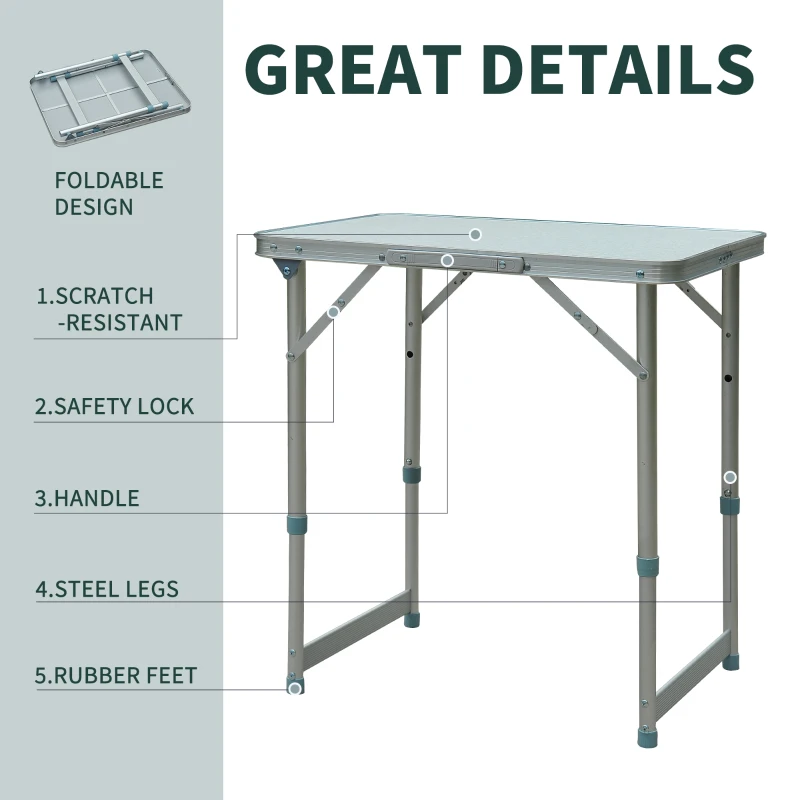 Outsunny 23" Portable Camping Table with Faucet Aluminum Lightweight Portable Folding Easy Clean Camping Table with Carrying Handle