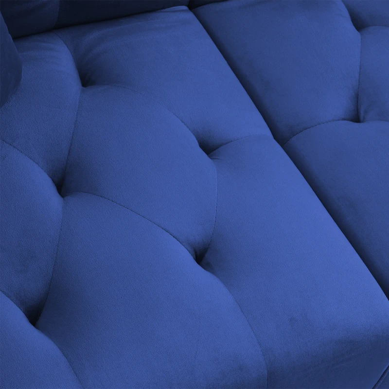 HOMCOM Modern Fabric Sectional Sofa Bed Set, Double Sofa and Chaise Lounge with Adjustable Backrest and 2 Removable Cushions, for Living Room Waiting Room, Blue