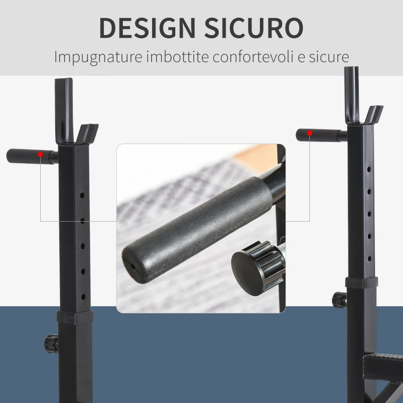 Soozier Barbell Rack Stand Squat Rack Heavy Duty Steel Construction Adjustable Squat Rack for Home Gym Fitness, Black