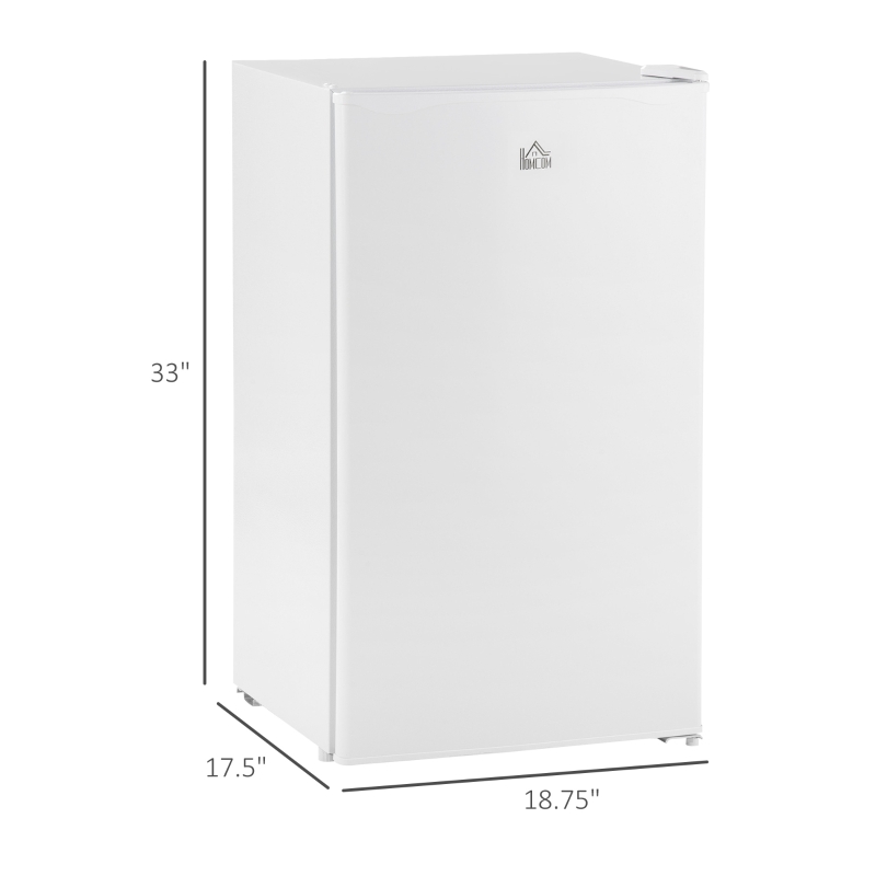 HOMCOM Mini Fridge with Freezer, 3.2Cu.Ft Compact Refrigerator with Adjustable Shelf, Mechanical Thermostat and Reversible Door for Bedroom, Dorm, White