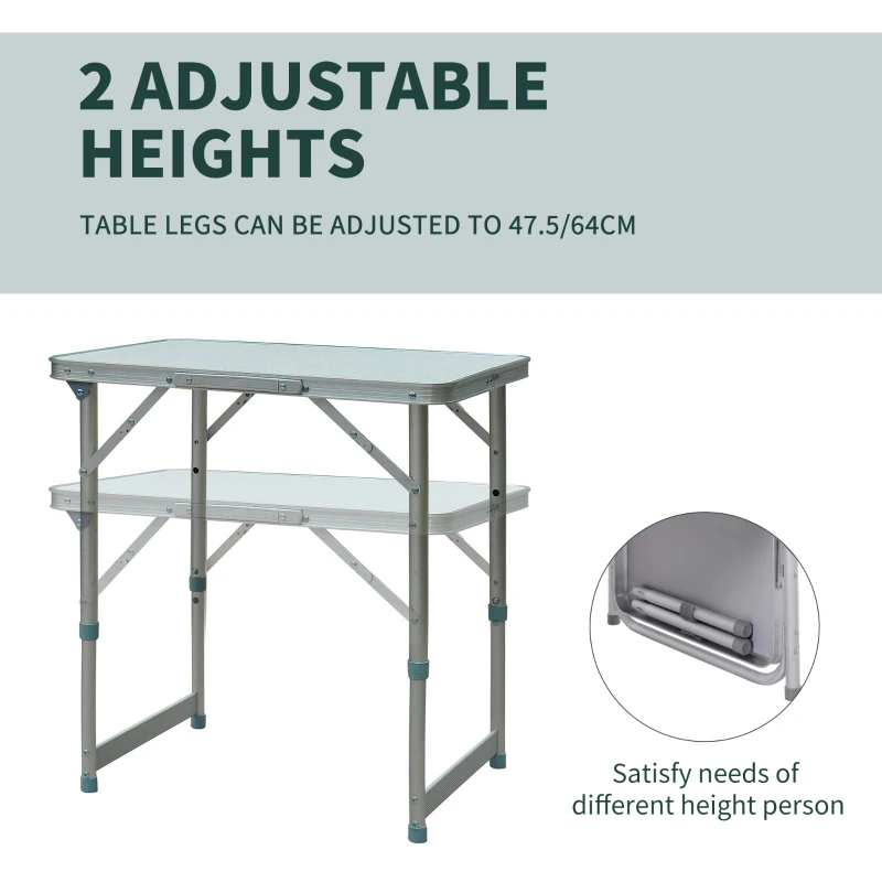 Outsunny 23" Portable Camping Table with Faucet Aluminum Lightweight Portable Folding Easy Clean Camping Table with Carrying Handle