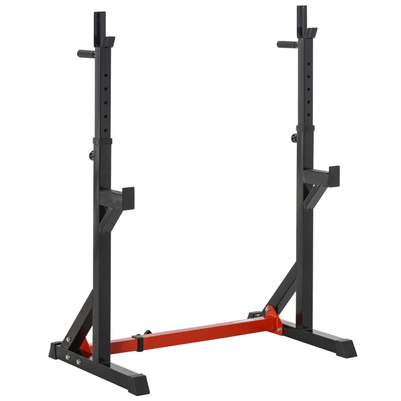 Soozier Barbell Rack Stand Squat Rack Heavy Duty Steel Construction Adjustable Squat Rack for Home Gym Fitness, Black