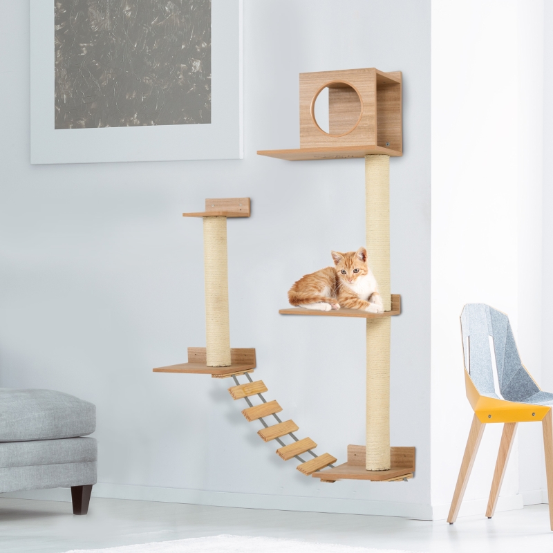 PawHut Multi-level Cat Tree Activity Center with Sisal-Covered