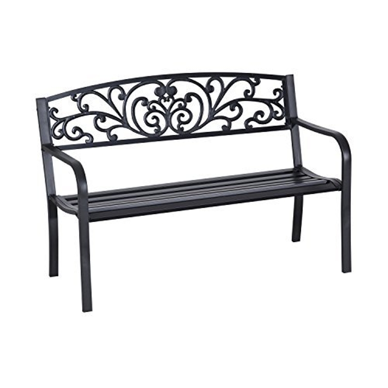 Outsunny 50" Cast Iron Blossoming Garden Decorative Patio Park Bench