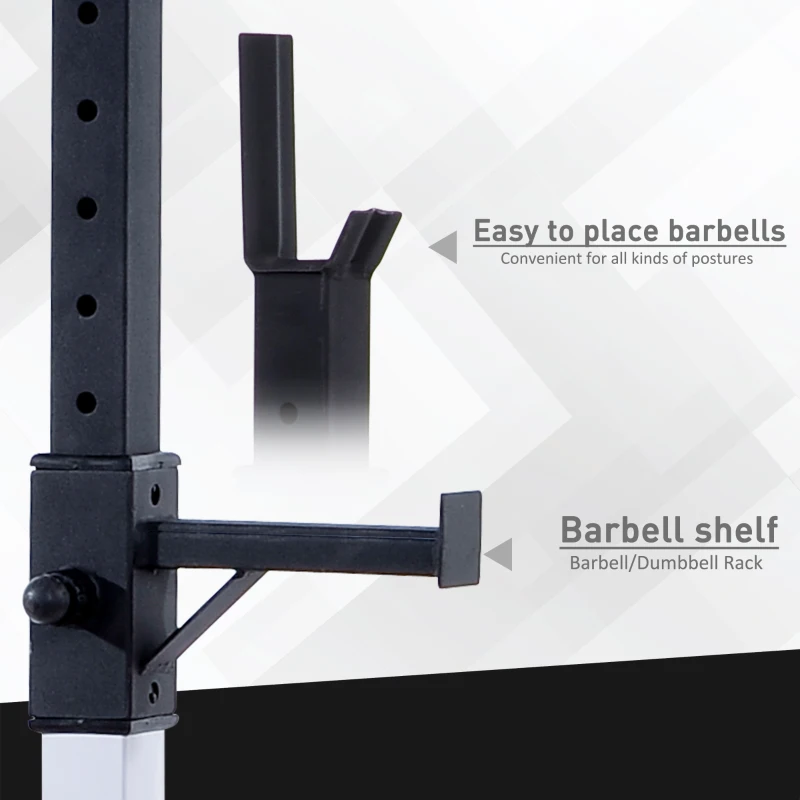 Soozier Adjustable Stable Power Squat Stand Portable 2 Bars Barbell Holder Weight Rack (Black/White)