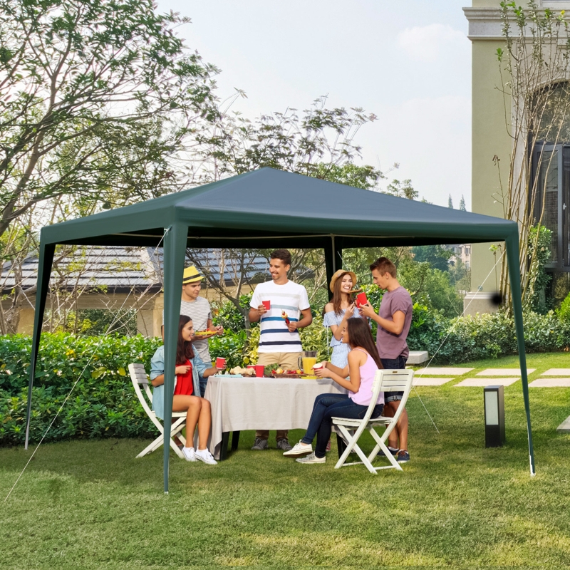 Outsunny 10x10ft Party Gazebo Tent Portable Folding Garden Canopy Event Shelter Outdoor Sunshade Green