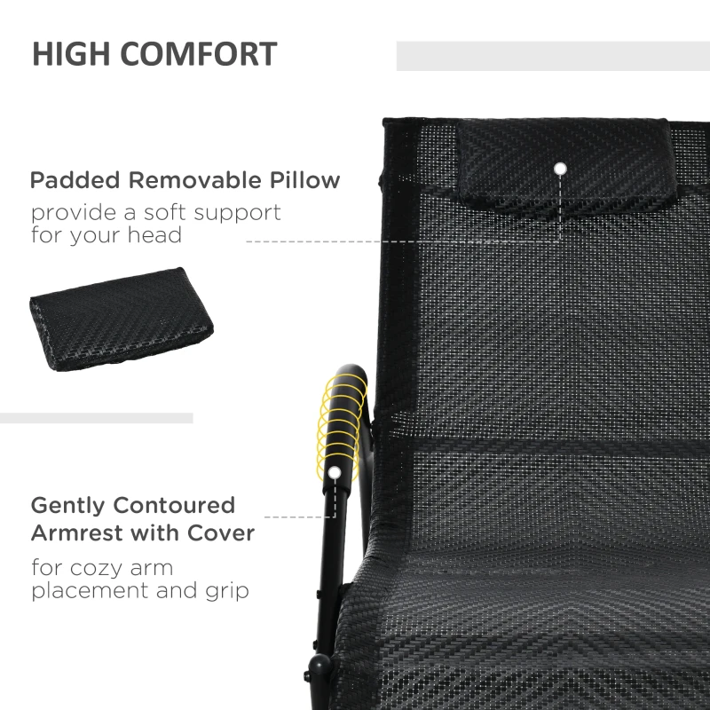 Outsunny Zero Gravity Rocking Lounge Chair, Patio Rocker w/ Removable Pillow, Recliner Seat for Indoor & Outdoor, Breathable Texteline, Black