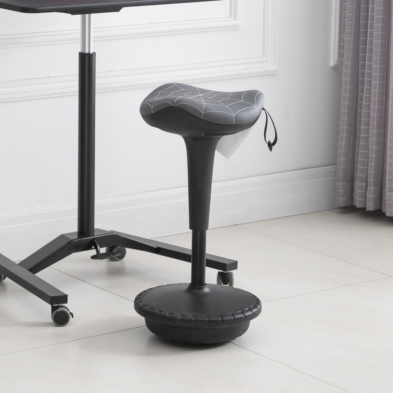 Vinsetto Office Chair Lift Wobble Stool Standing Chair 360° Swivel, Tilting, with Adjustable Height and Saddle Seat, Grey
