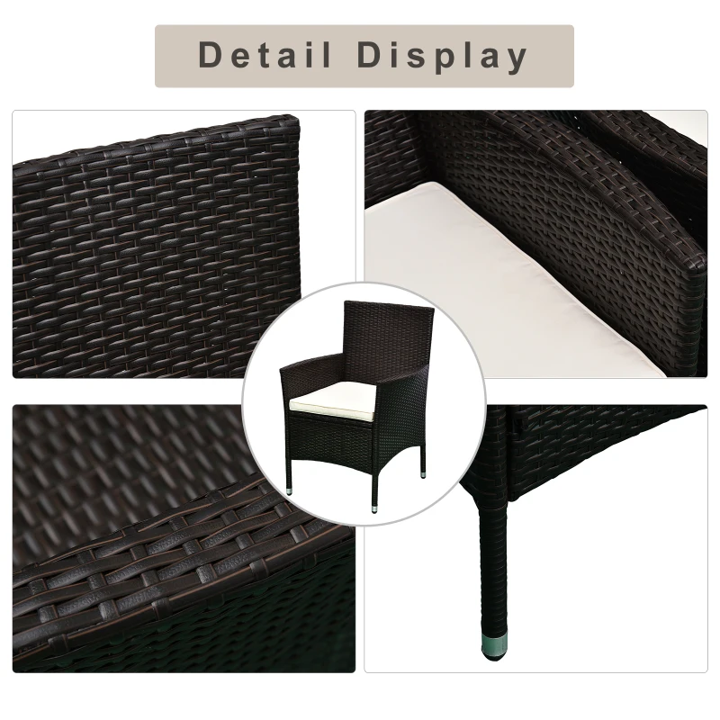 Outsunny 2 Piece Patio Armchair Wicker Chair Outdoor Modern PE Rattan w/ Cushion Brown