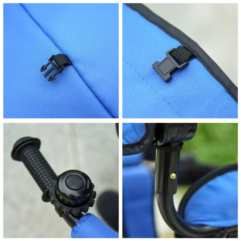 Qaba Baby Tricycle 2 In 1 Baby Stroller Kid Trike with Adjustable Canopy Blue