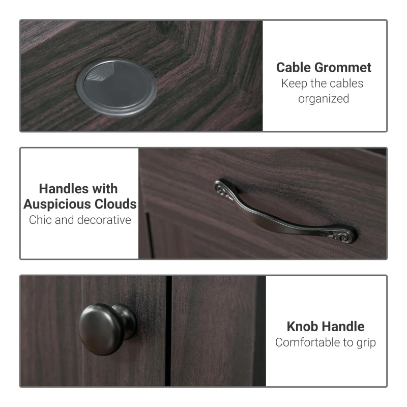 HOMCOM Computer Desk with Storage Drawers, Study Table with Hutch, Shelves, Cable Management for Home Office Workstation, Coffee