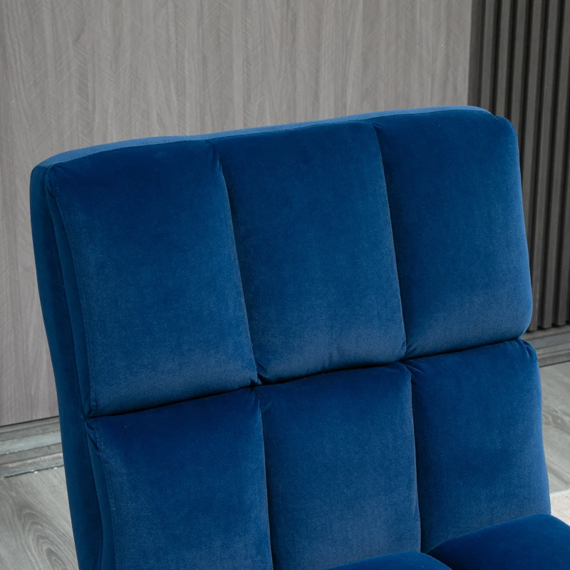 HOMCOM Accent Chair with Ottoman, Velvet Club Chair with Vibration Massage, Remote Control and Metal Legs for Living Room, Bedroom, and Home Office, Blue